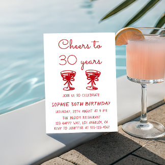 Minimalist Rot Prost zum 30. Geburtstag Einladung