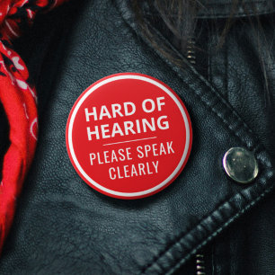 Minimalist Roter Text Schwerhörig Button