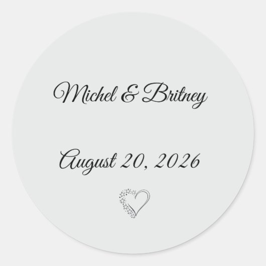 Minimalist Round Wedding Stickers (Vorderseite)