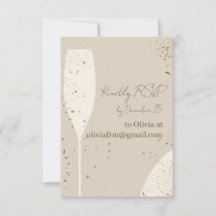 Minimalist RSVP Card | Beige & Ivory Champagne New