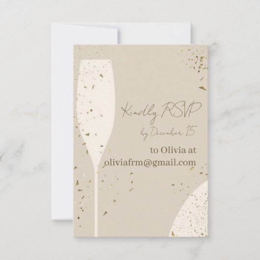 Minimalist RSVP Card | Beige & Ivory Champagne New Dankeskarte (Vorderseite)