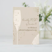 Minimalist RSVP Card | Beige & Ivory Champagne New Dankeskarte (Stehend Vorderseite)