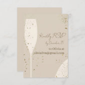Minimalist RSVP Card | Beige & Ivory Champagne New Dankeskarte (Vorne/Hinten)
