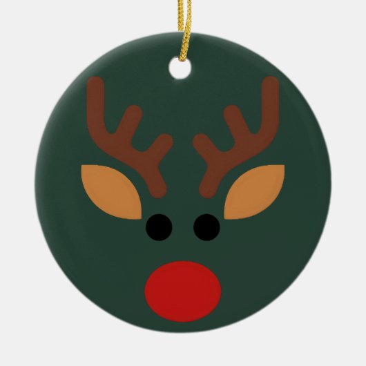 Minimalist Rudolph Reindeer Keramik Ornament (Vorne)