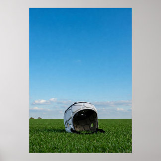 Minimalist Rugby Helmet on Grass Poster