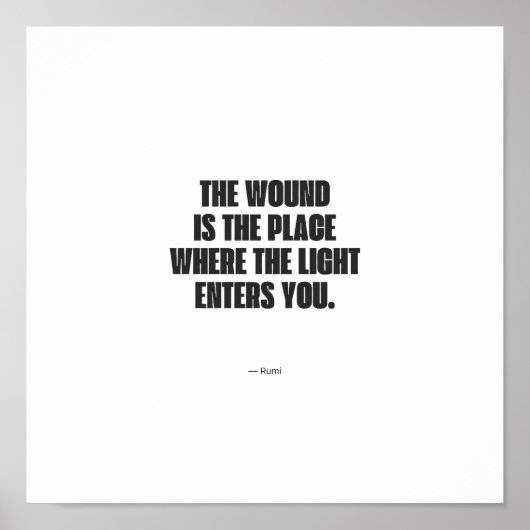 Minimalist Rumi Quote Poster - The Wound is the Pl (Vorne)