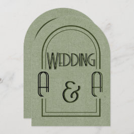 Minimalist Sage Green and Black Arch Wedding Einladung