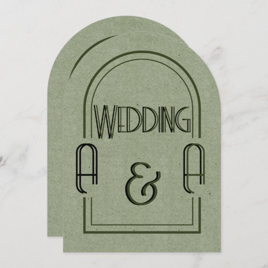 Minimalist Sage Green and Black Arch Wedding Einladung (Vorne/Hinten)