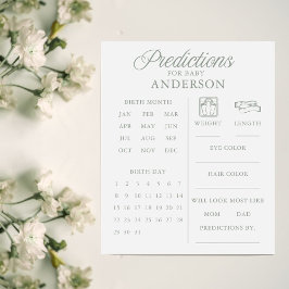 Minimalist Sage Green Baby Shower Predictions Game