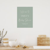 Minimalist Sage Green Baby Shower Welcome Sign Poster (Küche)