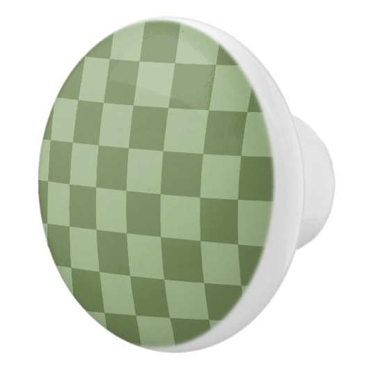 Minimalist Sage Green Checkerboard Pattern Keramikknauf (Rechts)