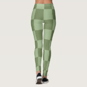 Minimalist Sage Green Checkerboard Pattern Leggings (Rückseite)