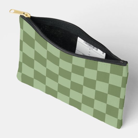 Minimalist Sage Green Checkerboard Pattern Zubehörtasche (Offen)