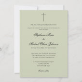 MINIMALIST Sage Green Cross Formal Wedding Einladung (Vorderseite)