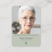 Minimalist Sage Green Funeral Prayer Card Visitenkarte (Vorderseite)