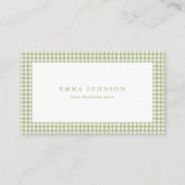 Minimalist Sage Green Gingham Plaid Visitenkarte (Vorderseite)