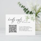 Minimalist Sage Green QR code Wedding RSVP Cards Karte (Stehend Vorderseite)