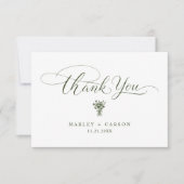 Minimalist Sage Green Script Simple Wedding Dankeskarte (Vorderseite)