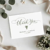 Minimalist Sage Green Script Simple Wedding Dankeskarte