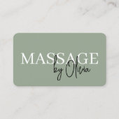 Minimalist Sage Green Spa Massage QR Code Visitenkarte (Vorderseite)