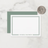 Minimalist Sage Green Two Border Monogram Mitteilungskarte (Vorderseite/Rückseite Beispiel)