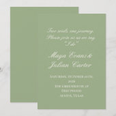  Minimalist Sage Green & Warm White Wedding  Einladung (Vorne/Hinten)