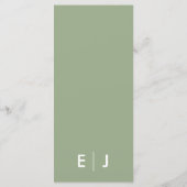 Minimalist Sage Green Wedding Menükarte (Rückseite)
