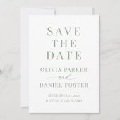 Minimalist Sage Green Wedding Save the Date (Vorderseite)