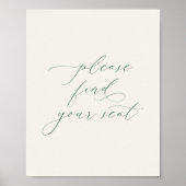 Minimalist Sage Green Wedding Seating Sign Poster (Vorne)