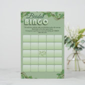 Minimalist Sage Greenery Bridal Shower Bingo Game  (Stehend Vorderseite)