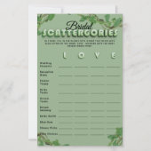 Minimalist Sage Greenery Scattergories Bridal Game (Vorderseite)
