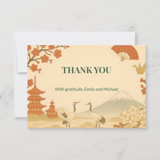 Minimalist Sakura Cherry Blossom Wedding Thank You Dankeskarte (Vorderseite)