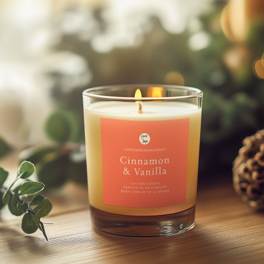 Minimalist Salmon Candle Product Label Quadratischer Aufkleber