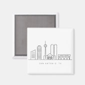 Minimalist San Antonio Skyline Line Art Magnet (Vorderseite/Rückseite)