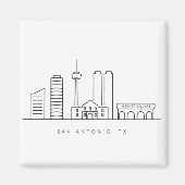 Minimalist San Antonio Skyline Line Art Magnet (Vorne)