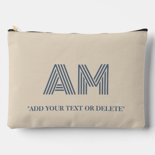 Minimalist Sand-Beige-Monogramm Zubehörtasche (Vorderseite)