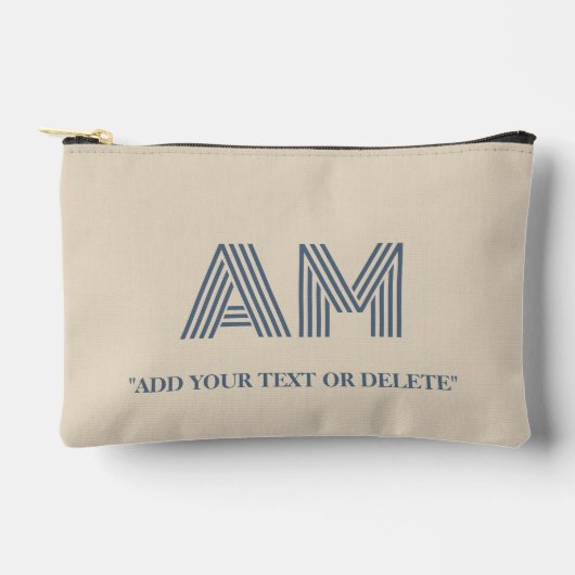 Minimalist Sand-Beige-Monogramm Zubehörtasche (Vorderseite)