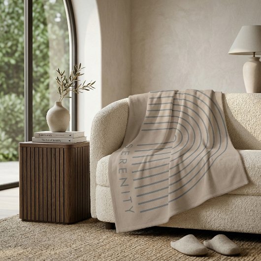 Minimalist Sand Beige Throw Blanket - 'SERENITY'  Fleecedecke