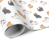 Minimalist Santa Hat Cats Christmas Red & White Geschenkpapier (Rolleneckpunkt)