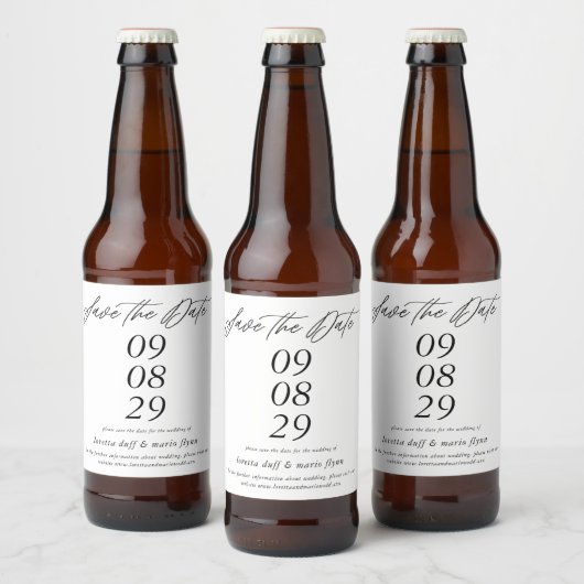 Minimalist Save the Date Bierflaschenetikett (Flaschen)