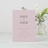 Minimalist Save the Date Card Dusky Rose (Stehend Vorderseite)