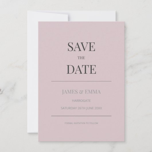 Minimalist Save the Date Card Dusky Rose (Vorderseite)