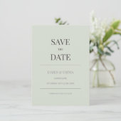 Minimalist Save the Date Card | Pale Sage Green (Stehend Vorderseite)