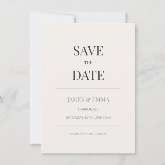 Minimalist Save the Date Card | Warm Ivory (Vorderseite)