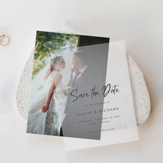 Minimalist Save The Date Vellum Invitation Pergament Einladungen
