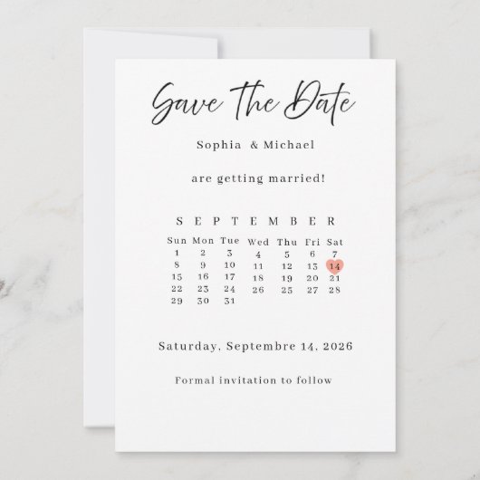 Minimalist Save The Date Wedding Card With photos Einladung (Rückseite)