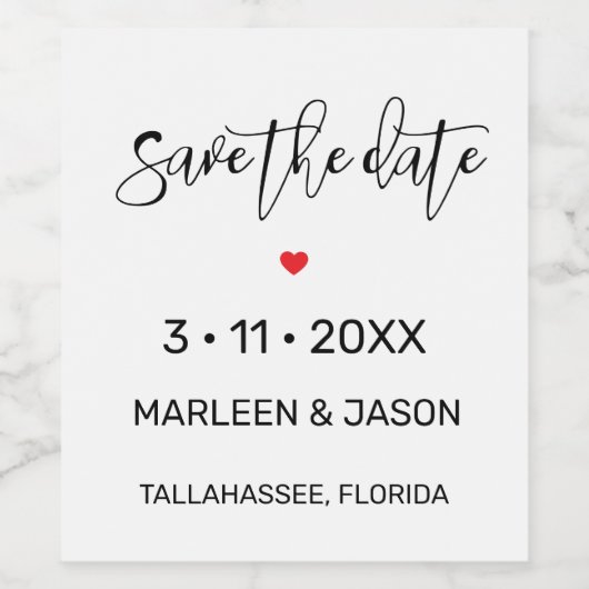 Minimalist Save the date Wine Label Weinetikett (Einzelnes Label)