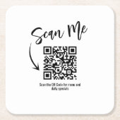 Minimalist Scan Me QR Code Restaurant Design Rechteckiger Pappuntersetzer (Vorderseite)