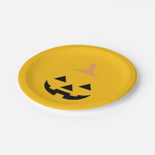 Minimalist Scary Pumpkin Pappteller (Schrägansicht)