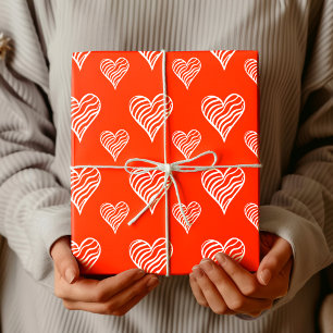 Minimalist scharlachrote chic gewellte gestreifte  geschenkpapier